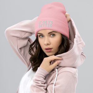 It Gets Better Cuffed Beanie in Pink